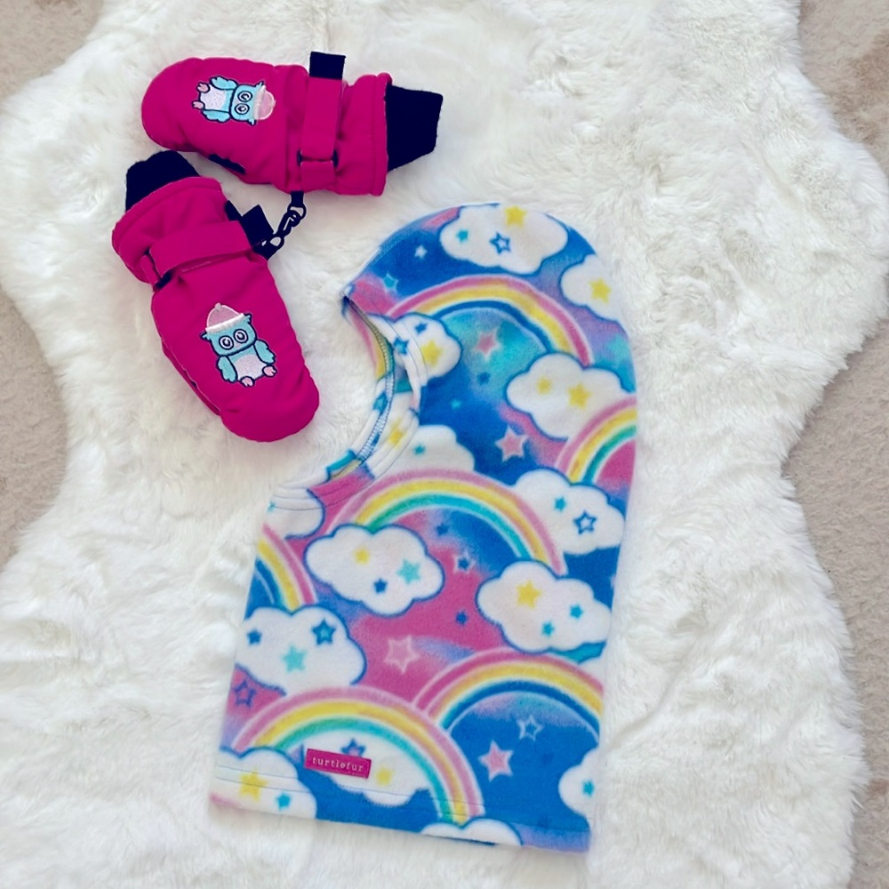 Girls balaclava and snow mittens set